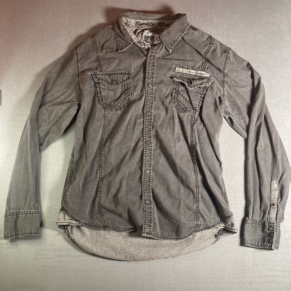 Buckle Black dark gray wash long-sleeve button-up Slim Fit XXL